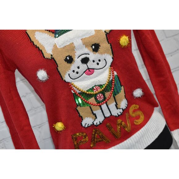 Joyland Ugly Christmas Sweater Santa Paws Dog Red Size Small NEW TAGS - Picture 4 of 9